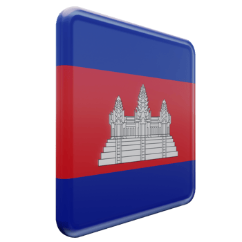 Cambodia Left View 3d textured glossy square flag png