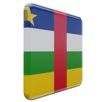 Central African Republic Left View 3d textured glossy square flag png
