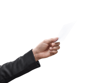 Hand holding white paper isolated. dicut photos png