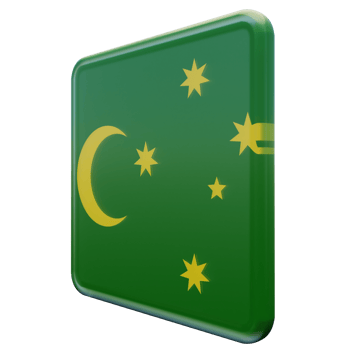 Cocos Keeling Islands Right View 3d textured glossy square flag png