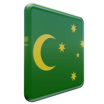 Cocos Keeling Islands Left View 3d textured glossy square flag png