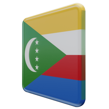 Comoros Right View 3d textured glossy square flag png