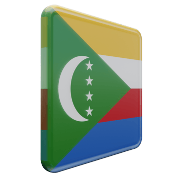 Comoros Left View 3d textured glossy square flag png