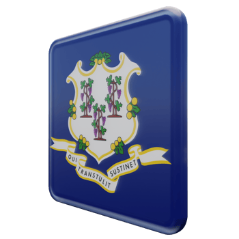 Connecticut Right View 3d textured glossy square flag png