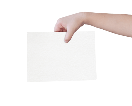 Hand holding white paper isolated. dicut photos png