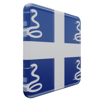 Drapeau Aux Serpents De La Martinique Left View 3d textured glossy square flag png