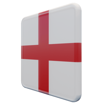 England Right View 3d textured glossy square flag png