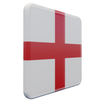 England Left View 3d textured glossy square flag png