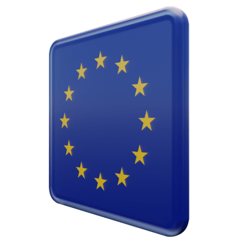 European Union Right View 3d textured glossy square flag png