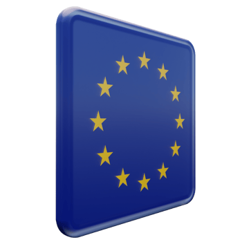 European Union Left View 3d textured glossy square flag png