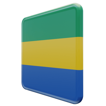 Gabon Right View 3d textured glossy square flag png