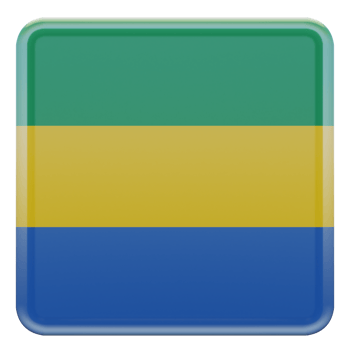 Gabon 3d textured glossy square flag png