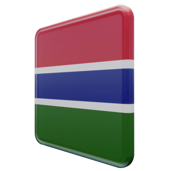 Gambia Right View 3d textured glossy square flag png