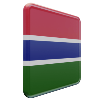 Gambia Left View 3d textured glossy square flag png