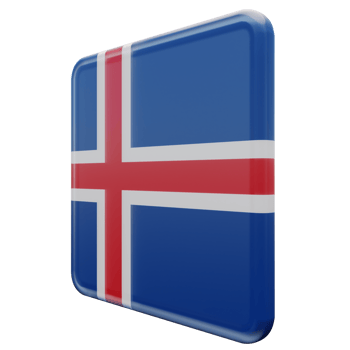 Iceland Right View 3d textured glossy square flag png