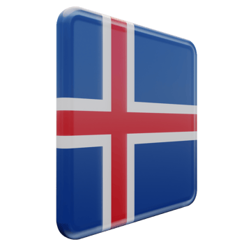 Iceland Left View 3d textured glossy square flag png