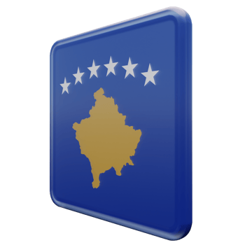 Kosovo Right View 3d textured glossy square flag png