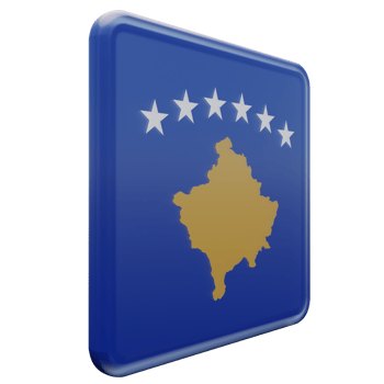 Kosovo Left View 3d textured glossy square flag png