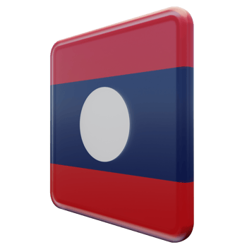 Laos Right View 3d textured glossy square flag png