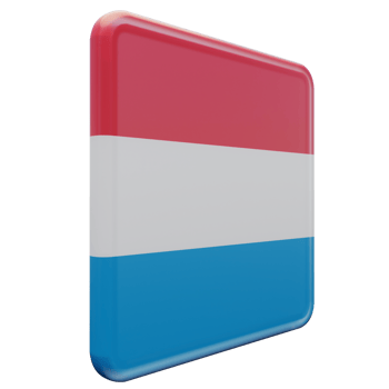 Luxembourg Left View 3d textured glossy square flag png