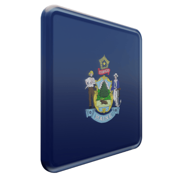Maine Left View 3d textured glossy square flag png