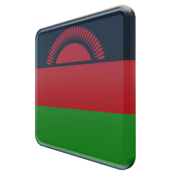 Malawi Right View 3d textured glossy square flag png