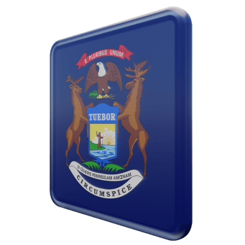 Michigan Right View 3d textured glossy square flag png