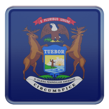 Michigan 3d textured glossy square flag png