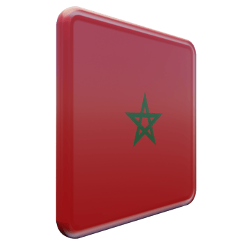 Morocco Left View 3d textured glossy square flag png