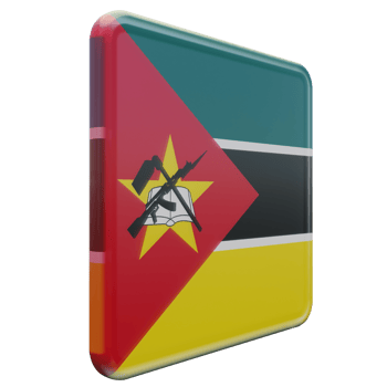 Mozambique Left View 3d textured glossy square flag png