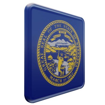 Nebraska Left View 3d textured glossy square flag png