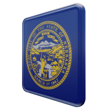 Nebraska Right View 3d textured glossy square flag png
