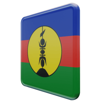 New Caledonia Right View 3d textured glossy square flag png
