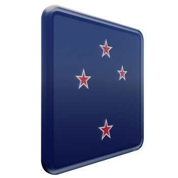 New Zealand Left View 3d textured glossy square flag png