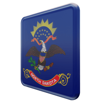 North Dakota Right View 3d textured glossy square flag png