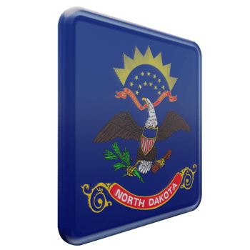 North Dakota Left View 3d textured glossy square flag png