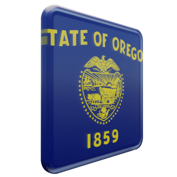 Oregon Left View 3d textured glossy square flag png