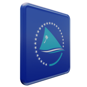 Pacific Community Left View 3d textured glossy square flag png