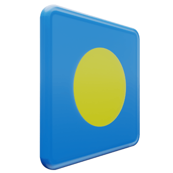 Palau Left View 3d textured glossy square flag png