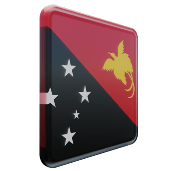 Papua New Guinea Left View 3d textured glossy square flag png