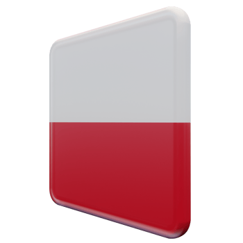 Poland Right View 3d textured glossy square flag png
