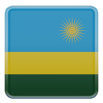 Rwanda 3d textured glossy square flag png