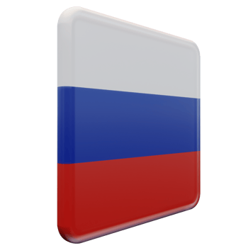 Russia Left View 3d textured glossy square flag png