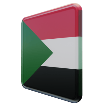 Sudan Right View 3d textured glossy square flag png