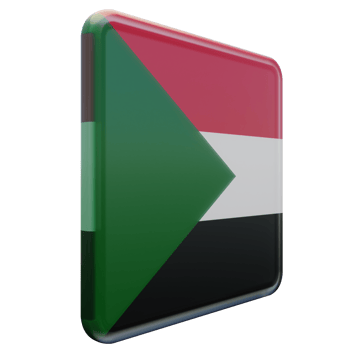 Sudan Left View 3d textured glossy square flag png