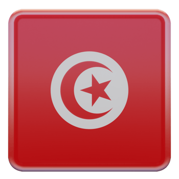 Tunisia 3d textured glossy square flag png