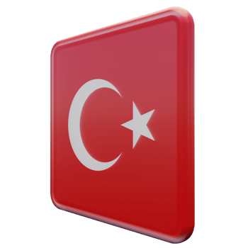 Turkey Right View 3d textured glossy square flag png