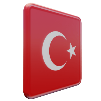 Turkey Left View 3d textured glossy square flag png