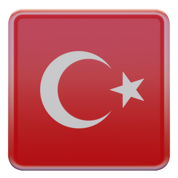 Turkey 3d textured glossy square flag png
