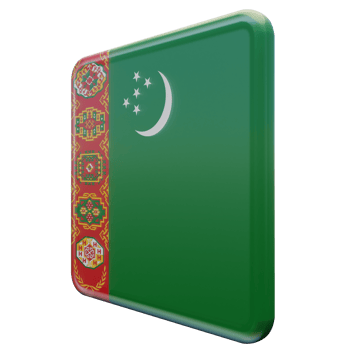 Turkmenistan Right View 3d textured glossy square flag png